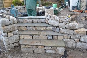 Limestone walling and sandstone steps Limestone walling and sandstone steps