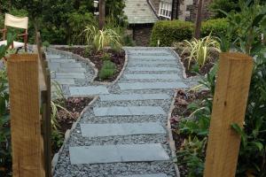 Pathway with slate pavers and gravel Pathway with slate pavers and gravel