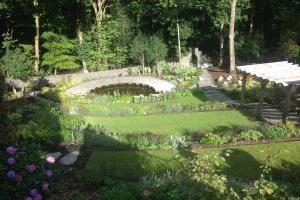View from house of terraced gardens and pond View from house of terraced gardens and pond