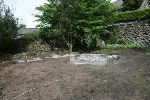 Upper garden mid landscaping works Chapel Style, Langdale, Lake District; the upper garden mid the landscaping