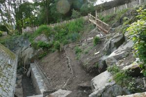 This is the view down the garden during the project process Cumbrian hillside garden landscaping
