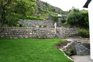 Stone walling complete at Chapel Style, Langdale, Lake District Chapel Style, Langdale, Lake District; stone walling after completion