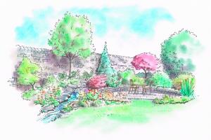 Concept drawing for the Langdale garden Concept drawing for the Langdale garden of the proposed patio and seating area b